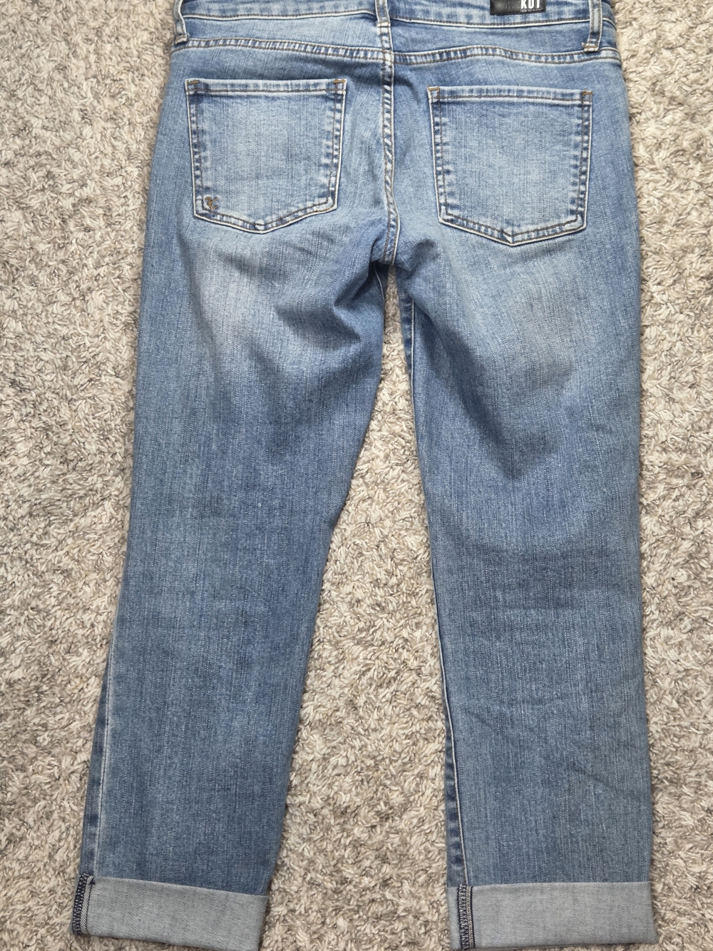 Kut from the Kloth Reese Ankle Straight Leg Pearl Distressed Jeans 6 Blue - Picture 6 of 6
